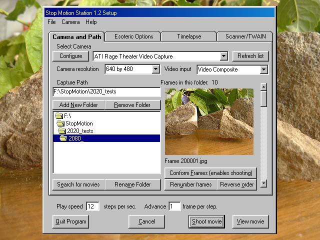StopMotion Station 1.2 software screenshot
