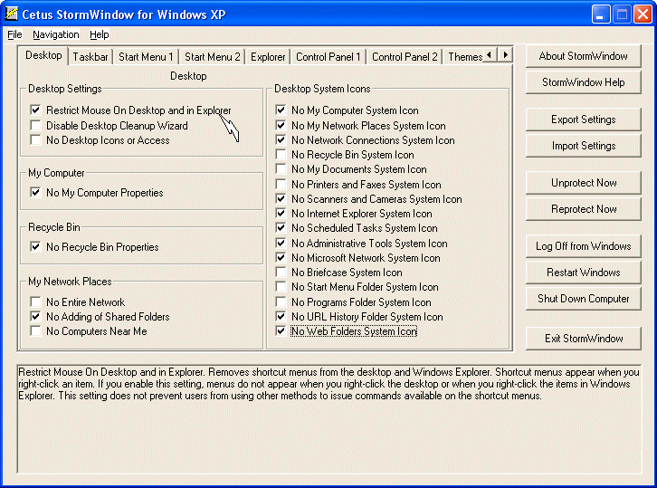 StormWindow XP 7.11 software screenshot