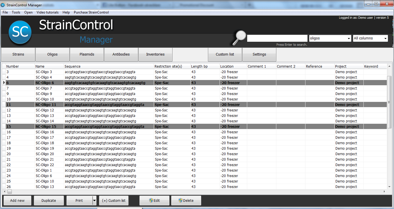 StrainControl Laboratory Manager 7.1.2 software screenshot