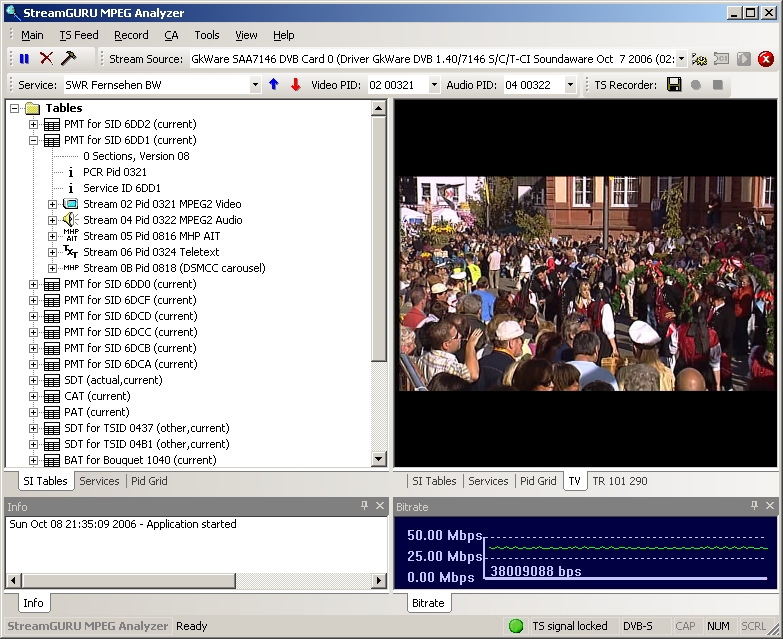 StreamGuru MPEG & DVB Analyzer 2.31 software screenshot
