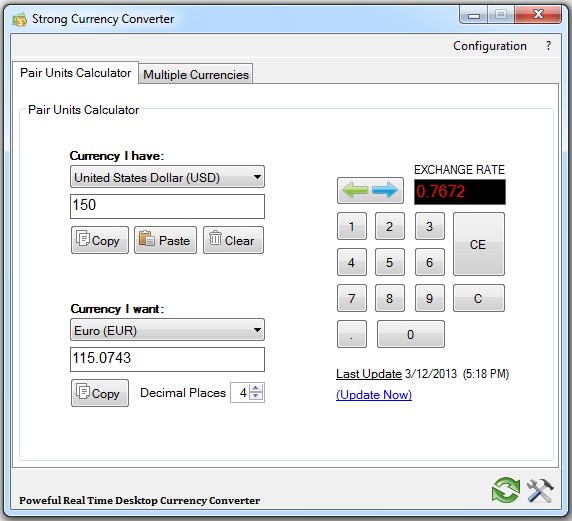 Strong Currency Converter 2.0.150.5 software screenshot