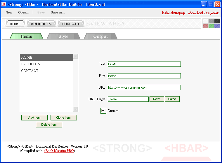 Strong HBar 1.10 software screenshot