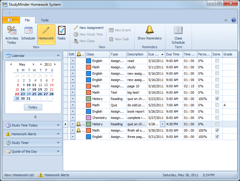 StudyMinder Homework System 4.2 software screenshot
