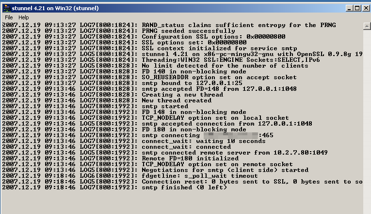 Stunnel 5.41 software screenshot