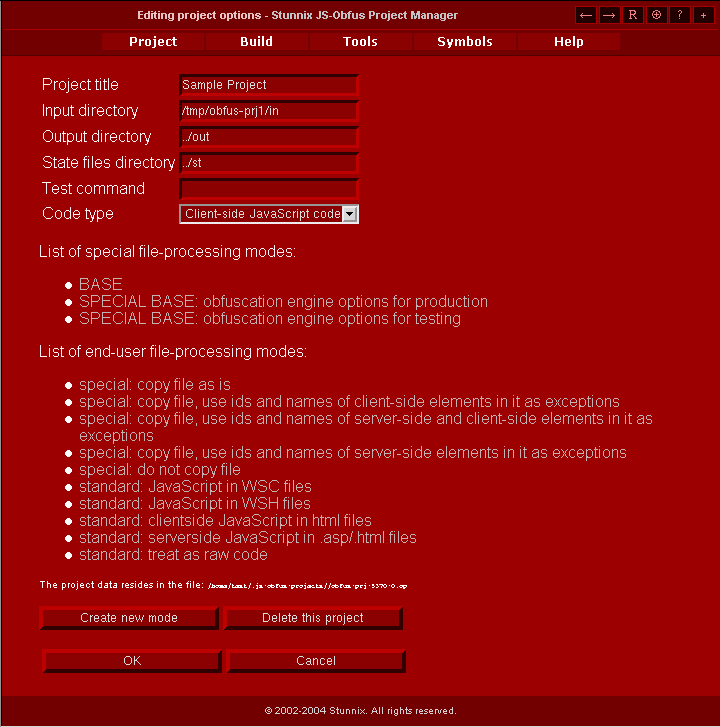 Stunnix C and C++ Obfuscator 3.8 software screenshot