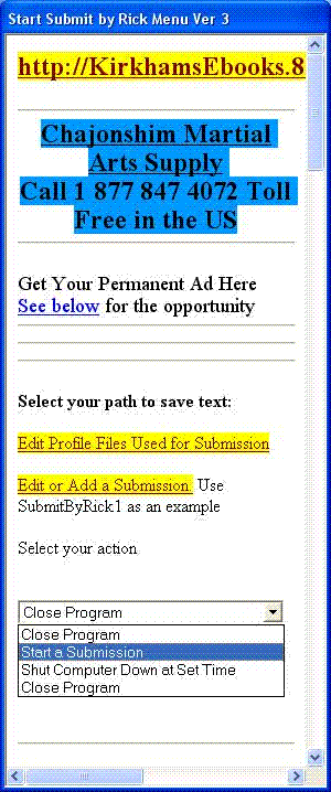 SubmitByRick Freeware Submission Program 4.0 software screenshot