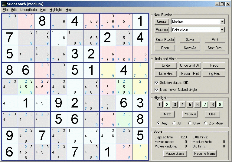 SudoKoach 2.3 software screenshot