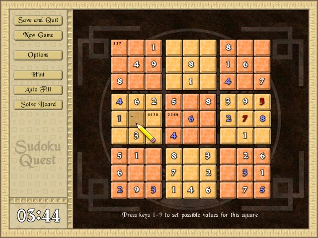 Sudoku Quest 1.0 software screenshot