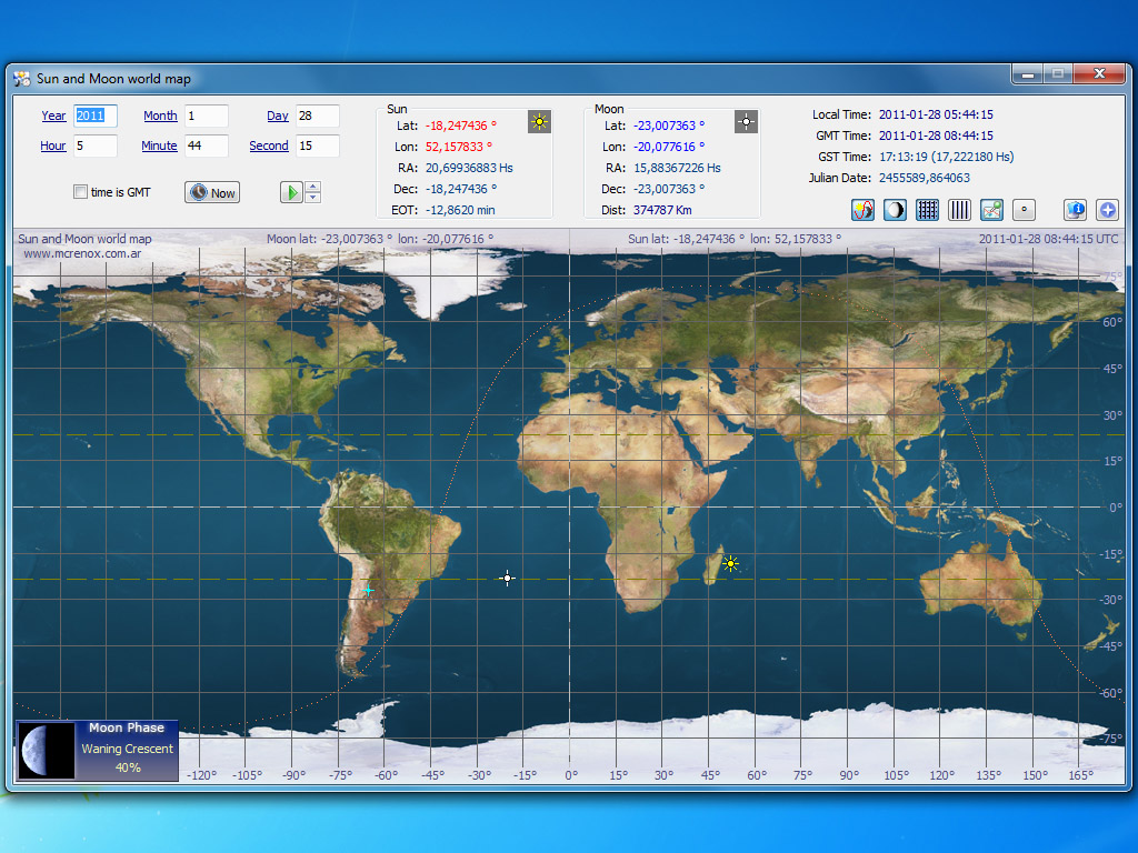 Sun and Moon World Map 2.8.0.0 software screenshot