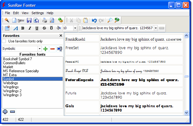 SunRav Fonter 1.2 software screenshot