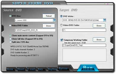 Super Clone DVD 5.2.2 software screenshot
