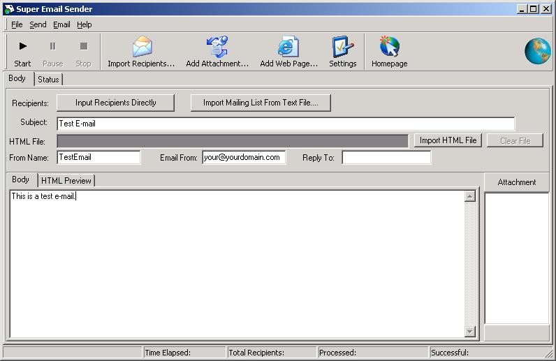 Super Email Sender 6.36 software screenshot