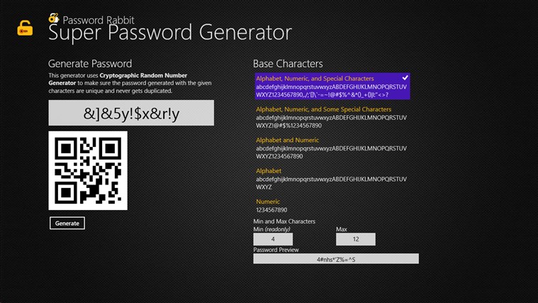 Super Password Generator for Windows 8 1.0.0.3 software screenshot