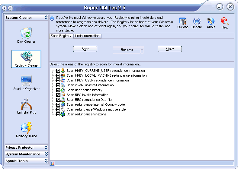 Super Utilities Pro 9.9.58 software screenshot