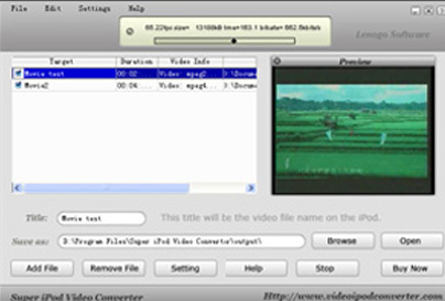Super iPod Video Converter version 007 3.5 software screenshot