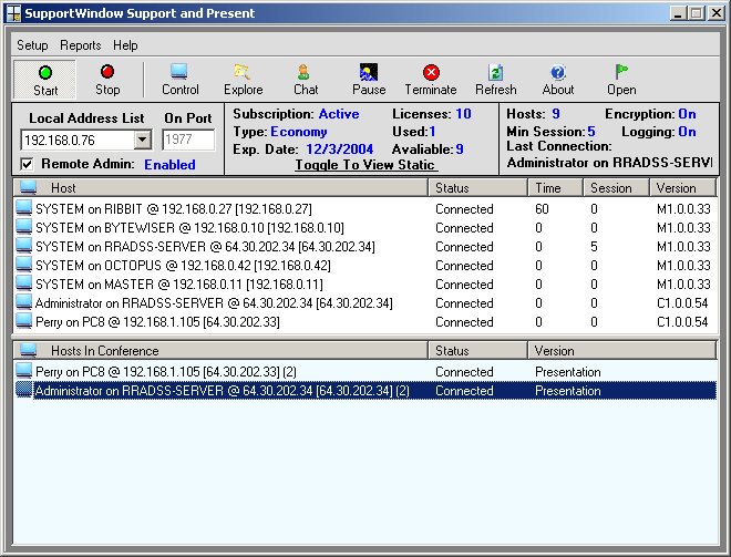 SupportWindow Console 1.0 software screenshot