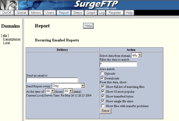 SurgeFTP Server 2.3d6 software screenshot