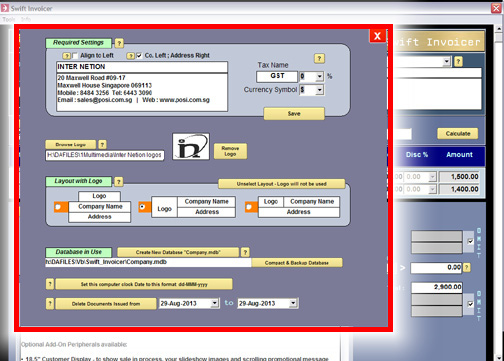 Swift Invoicer 2.5 software screenshot