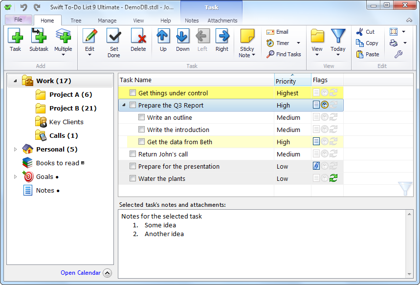 Swift To-Do List Professional 9.525 software screenshot