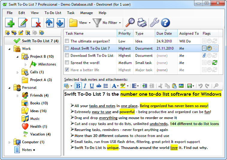 Swift To-Do List 10.202 software screenshot