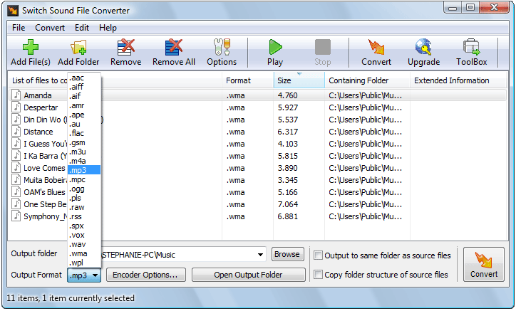 Switch Audio File Converter 4.22 software screenshot