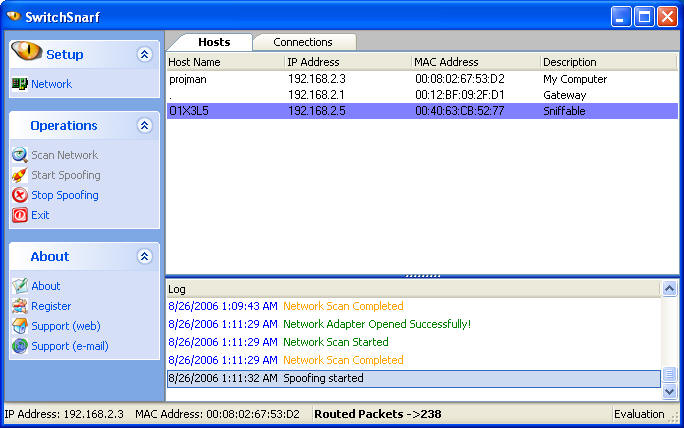 SwitchSnarf 1.0 software screenshot