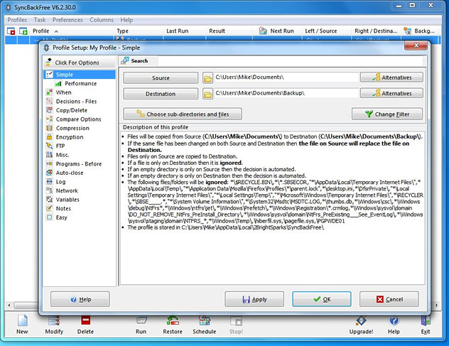 SyncBackFree 8.1.1.0 software screenshot