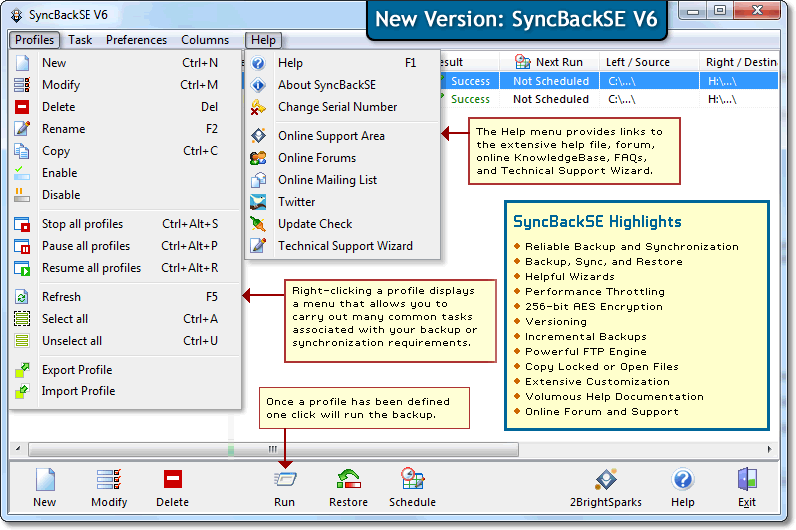 SyncBackSE 8.1.1.0 software screenshot