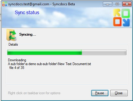 Syncdocs Portable 5.55 software screenshot