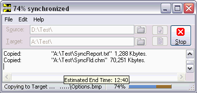SynchroFolder 2.12a software screenshot