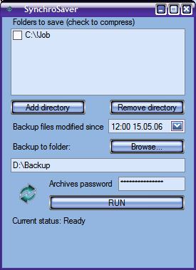 SynchroSaver 2.1 software screenshot