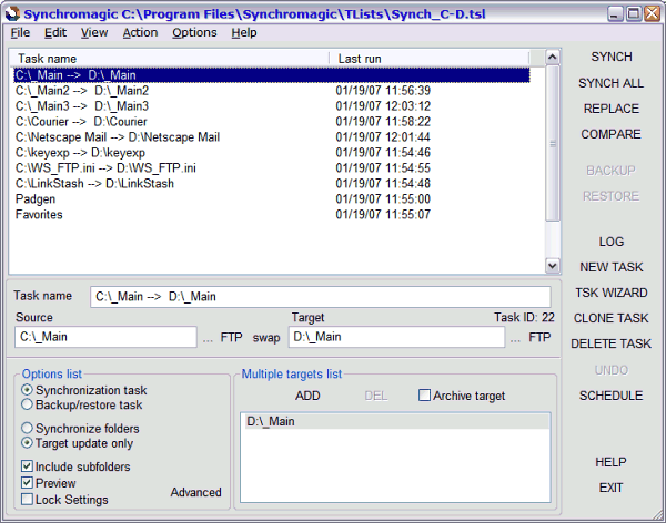 Synchromagic Pro 4.3.2.2 software screenshot