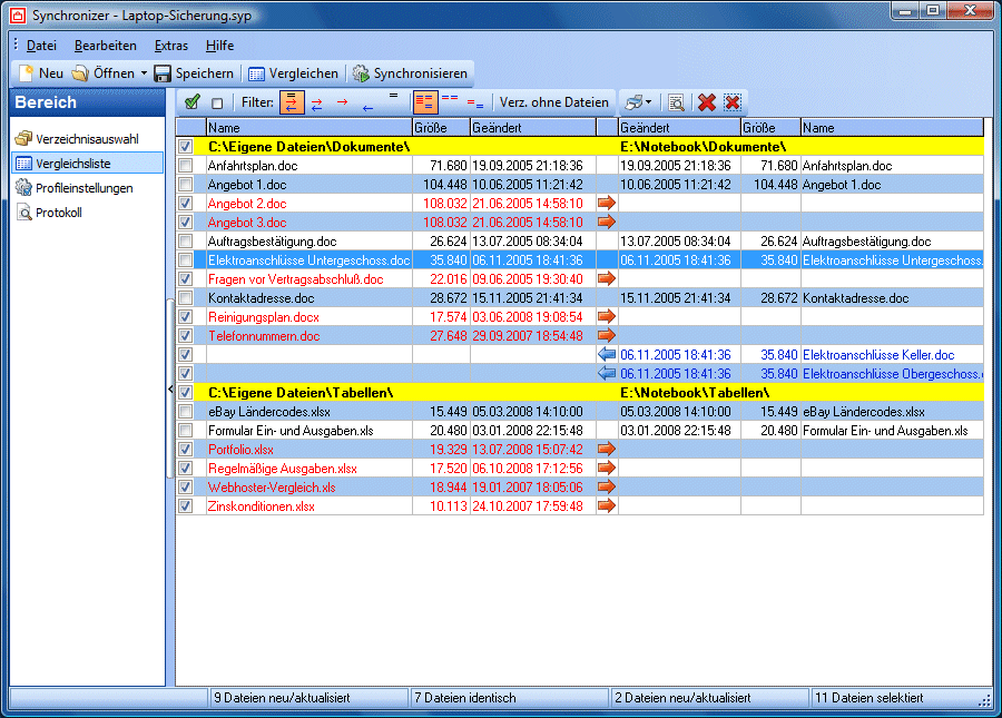 Synchronizer 8.05 software screenshot