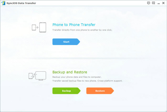SynciOS Data Transfer 1.5.5 software screenshot