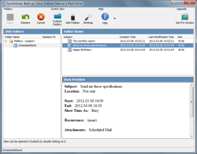 Syncsi Portable for Outlook 2.12.5304 software screenshot