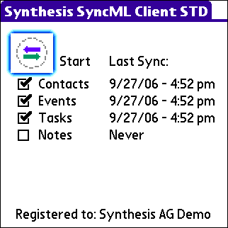 Synthesis SyncML Client STD for PalmOS 3.0.2.27 software screenshot