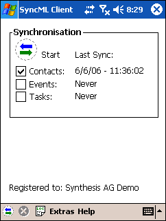 Synthesis SyncML Client STD for Windows Mobil 3.0.2.24 software screenshot