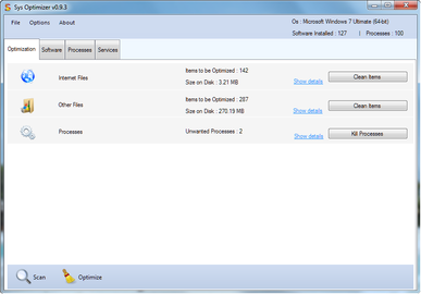 Sys Optimizer 3.0 software screenshot