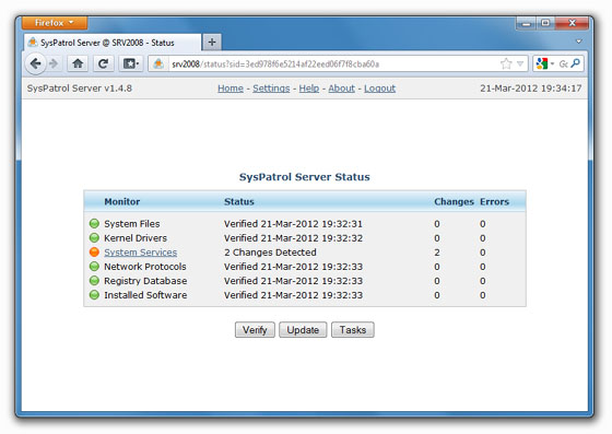 SysPatrol Server 2.1.16 software screenshot
