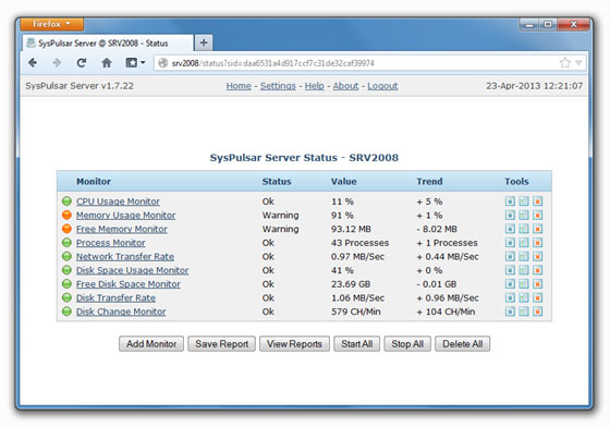 SysPulsar Server 2.2.16 software screenshot