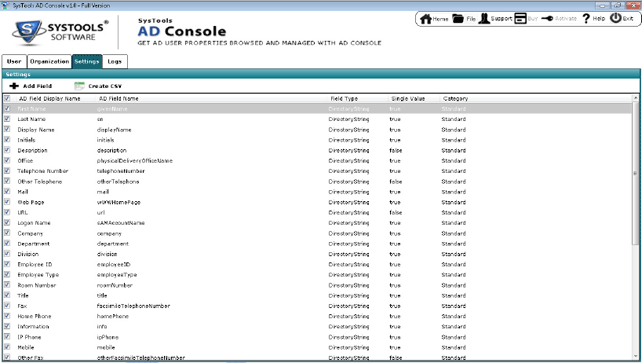 SysTools AD Console 1.0 software screenshot