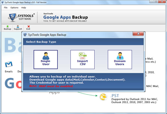SysTools Google Apps Backup 3.0.0.0 software screenshot