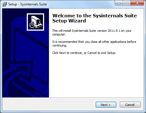 Sysinternals Suite Installer 2016.2.2 software screenshot