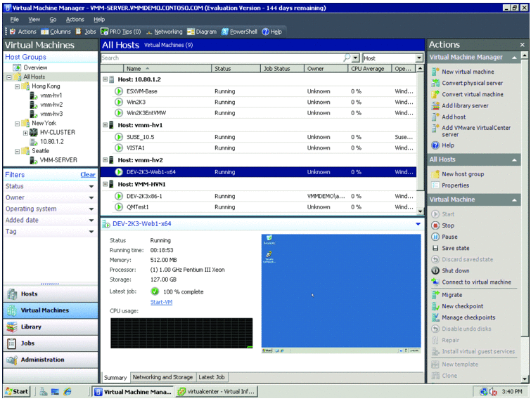 System Center Virtual Machine Manager 2012 software screenshot
