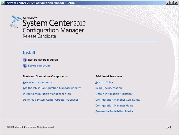 System Center (formerly Microsoft Forefront Endpoint Protection) 2012 SP1 Beta / 2010 software screenshot
