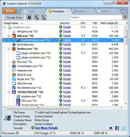 System Explorer Portable 6.4.2.5342 software screenshot