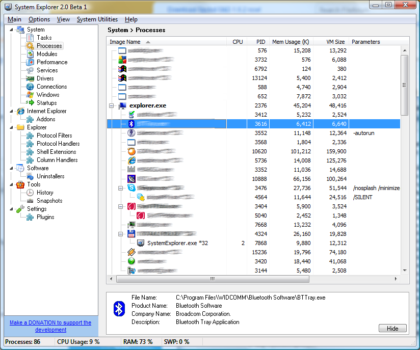 System Explorer 7.1.0.5359 software screenshot