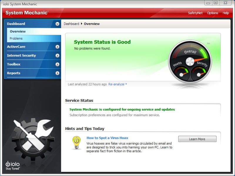 System Mechanic 11.0.3.2 software screenshot