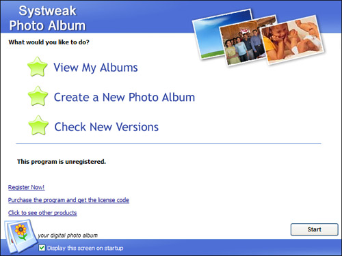 Systweak Photo Album 1.0.0.1 software screenshot