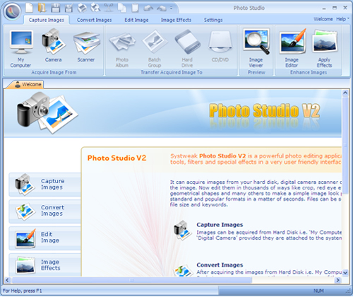 Systweak Photo Studio 1.00 software screenshot